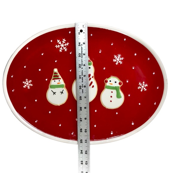 HALLMARK Snowmen & Snowflakes Oval 3D Christmas Cookie Serving Platter 15.5” - Picture 8 of 9